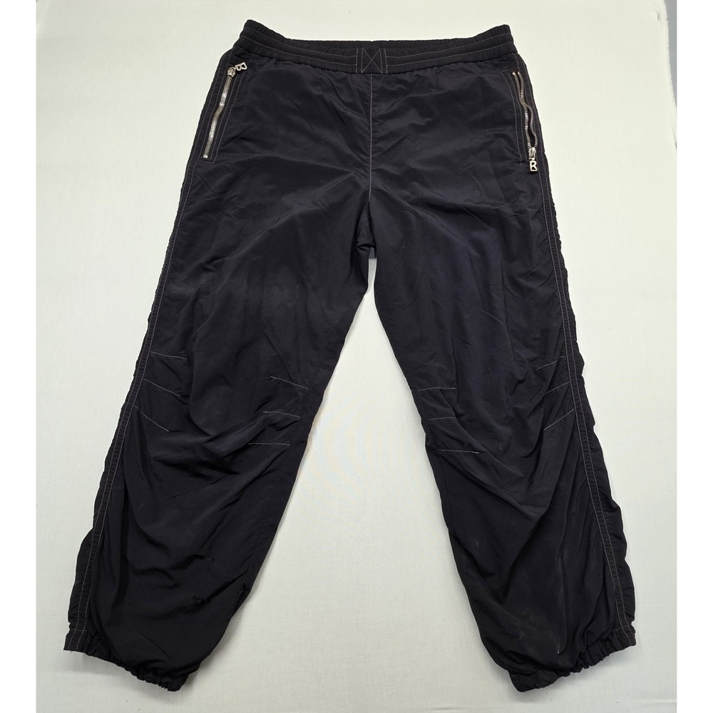 Bogner USA‎ Nylon Track Pants XL Black Vintage 80s 90s Zipper Pocket Warm‑Up